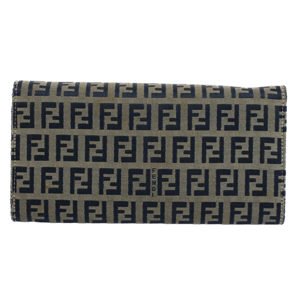 FENDI Zucchino Canvas Wallet Navy yk8715