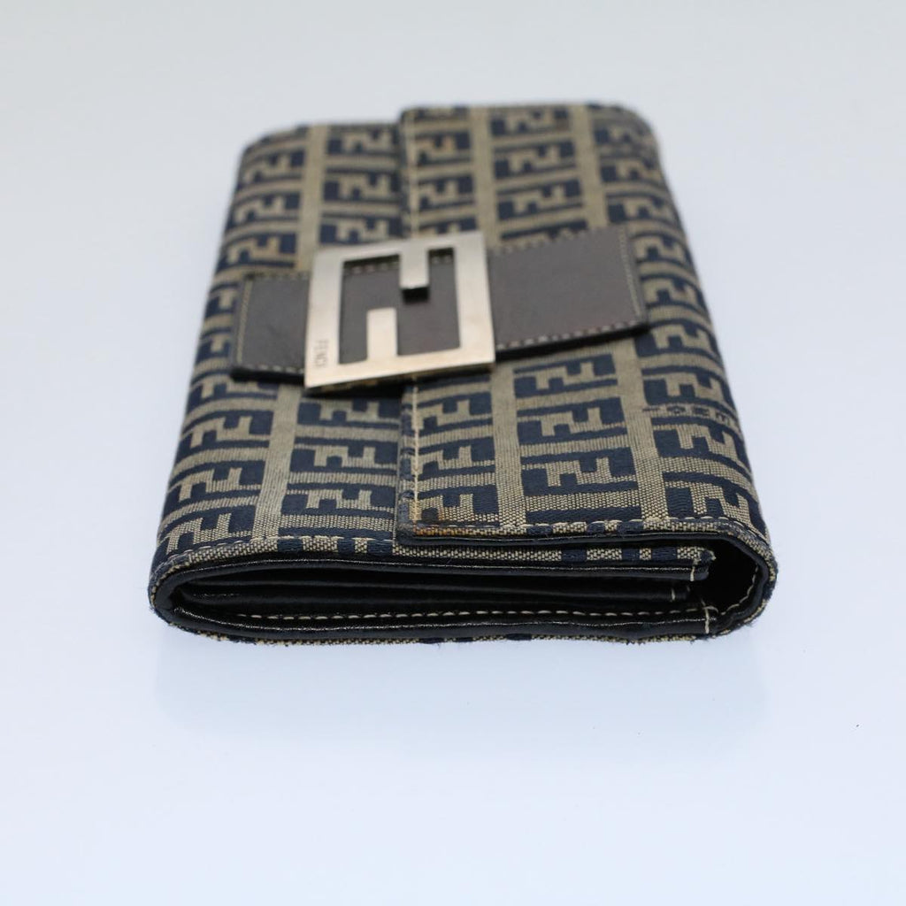 FENDI Zucchino Canvas Wallet Navy yk8715