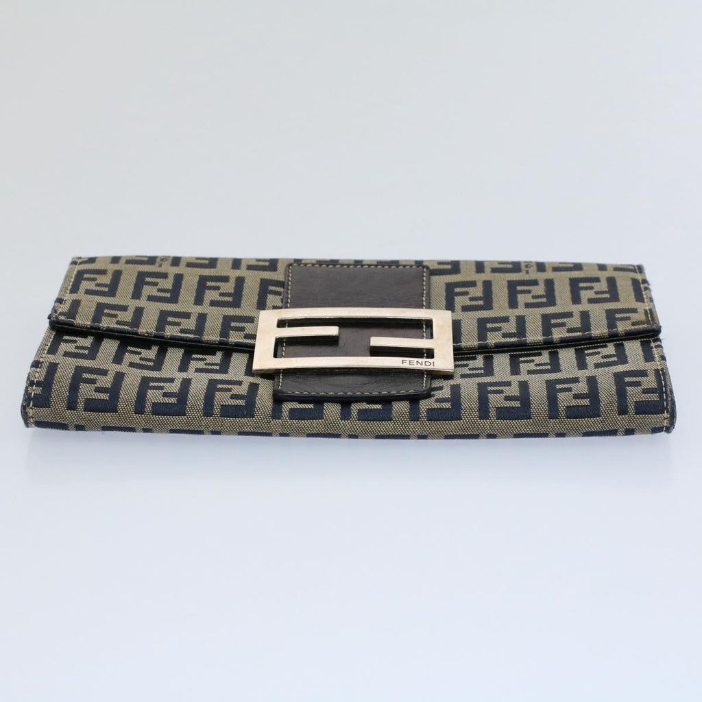 FENDI Zucchino Canvas Wallet Navy yk8715