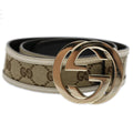GUCCI GG Canvas Belt 30.3""-32.3"" Beige White yk8725
