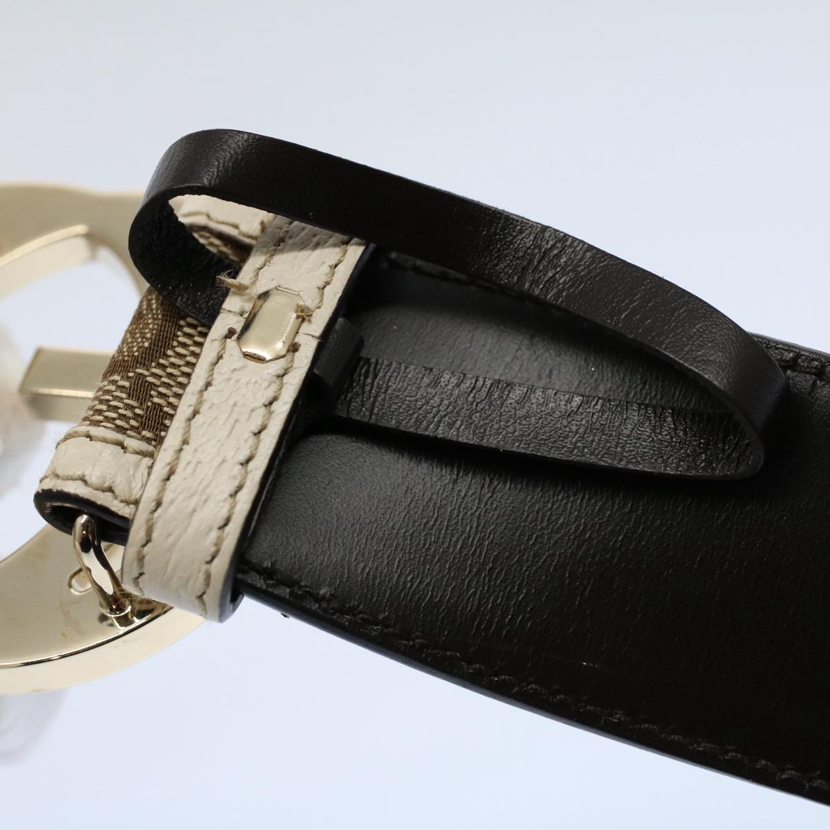 GUCCI GG Canvas Belt 30.3""-32.3"" Beige White yk8725