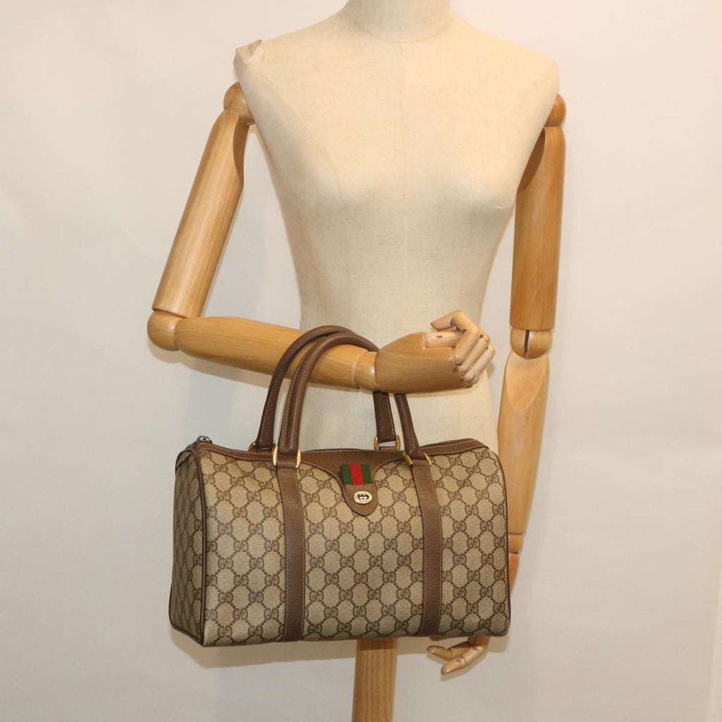 GUCCI GG Canvas Web Sherry Line Boston Bag Beige Red Green 40 02 007 yk8731