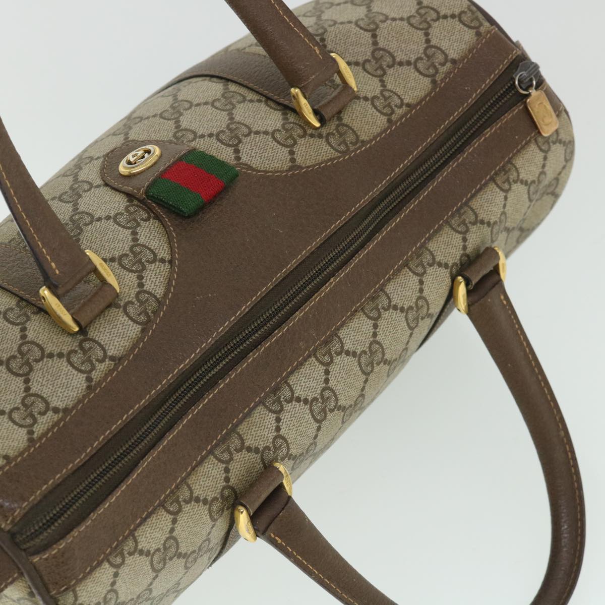 GUCCI GG Canvas Web Sherry Line Boston Bag Beige Red Green 40 02 007 yk8731