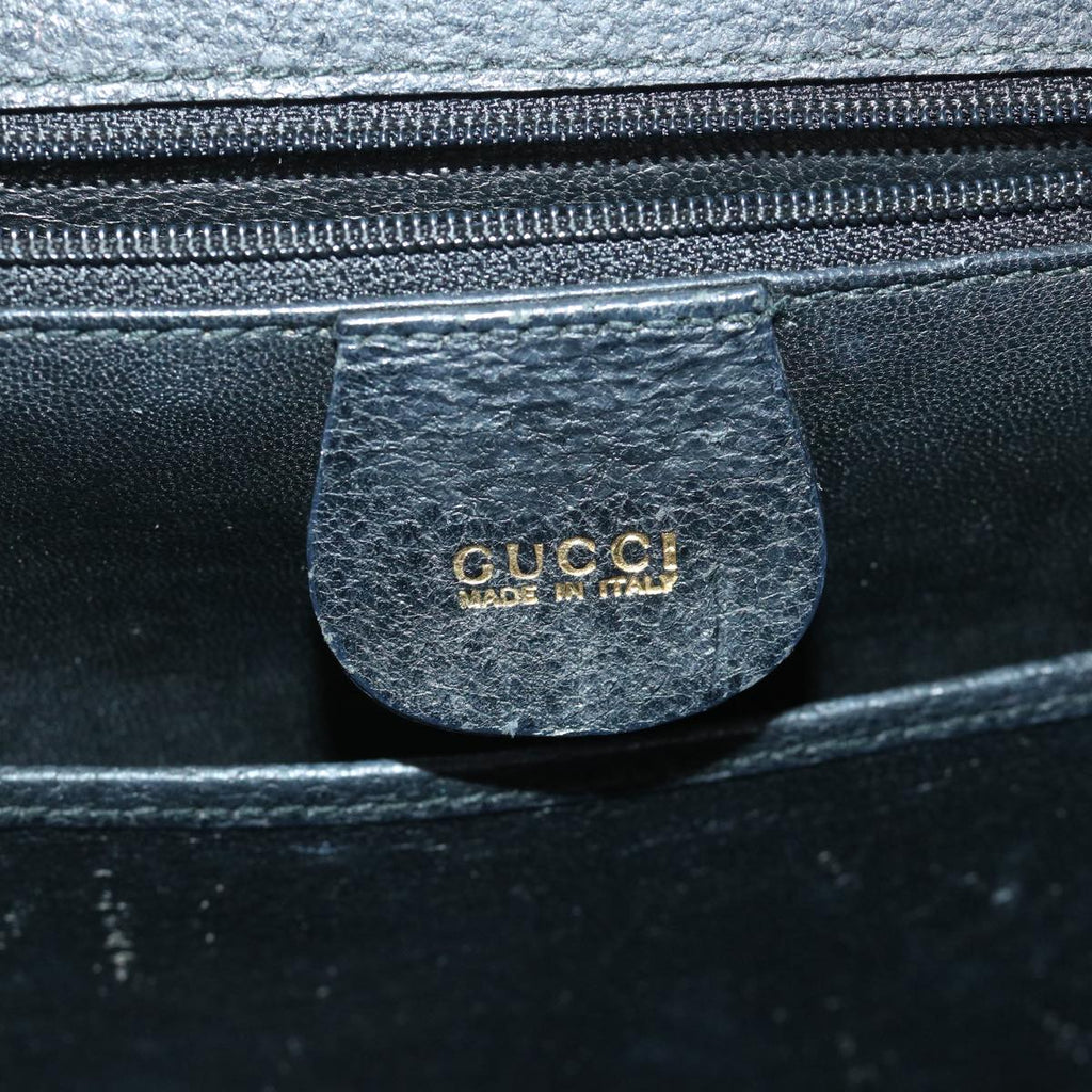 GUCCI Bamboo Hand Bag Leather Black 000 2113 0633 yk8763