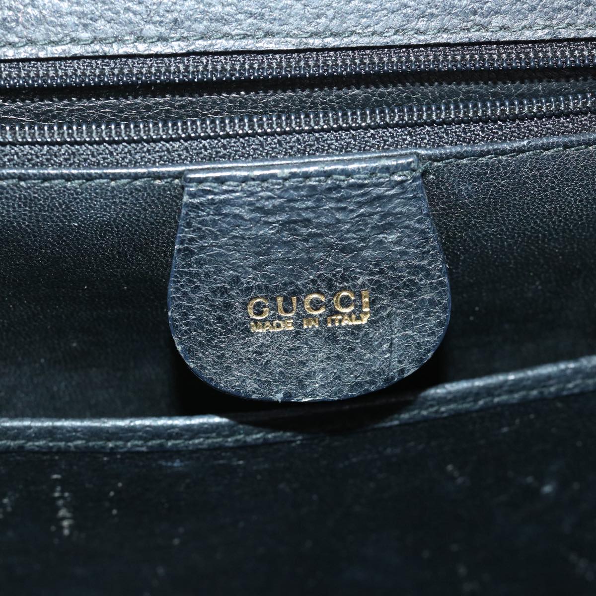 GUCCI Bamboo Hand Bag Leather Black 000 2113 0633 yk8763