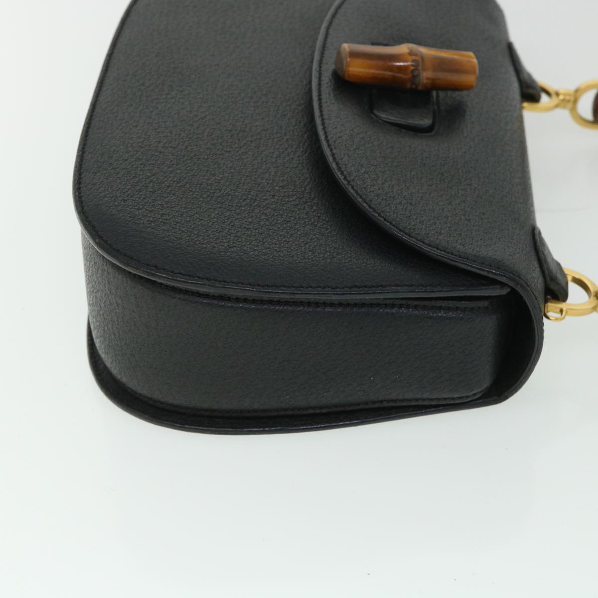 GUCCI Bamboo Hand Bag Leather Black 000 2113 0633 yk8763
