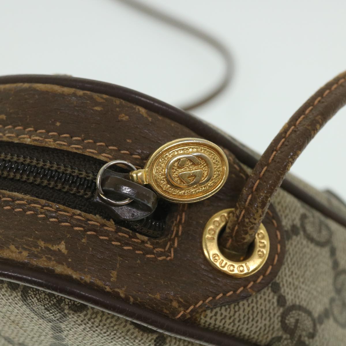 GUCCI GG Supreme Web Sherry Line Shoulder Bag Beige Red 156 02 066 yk8787
