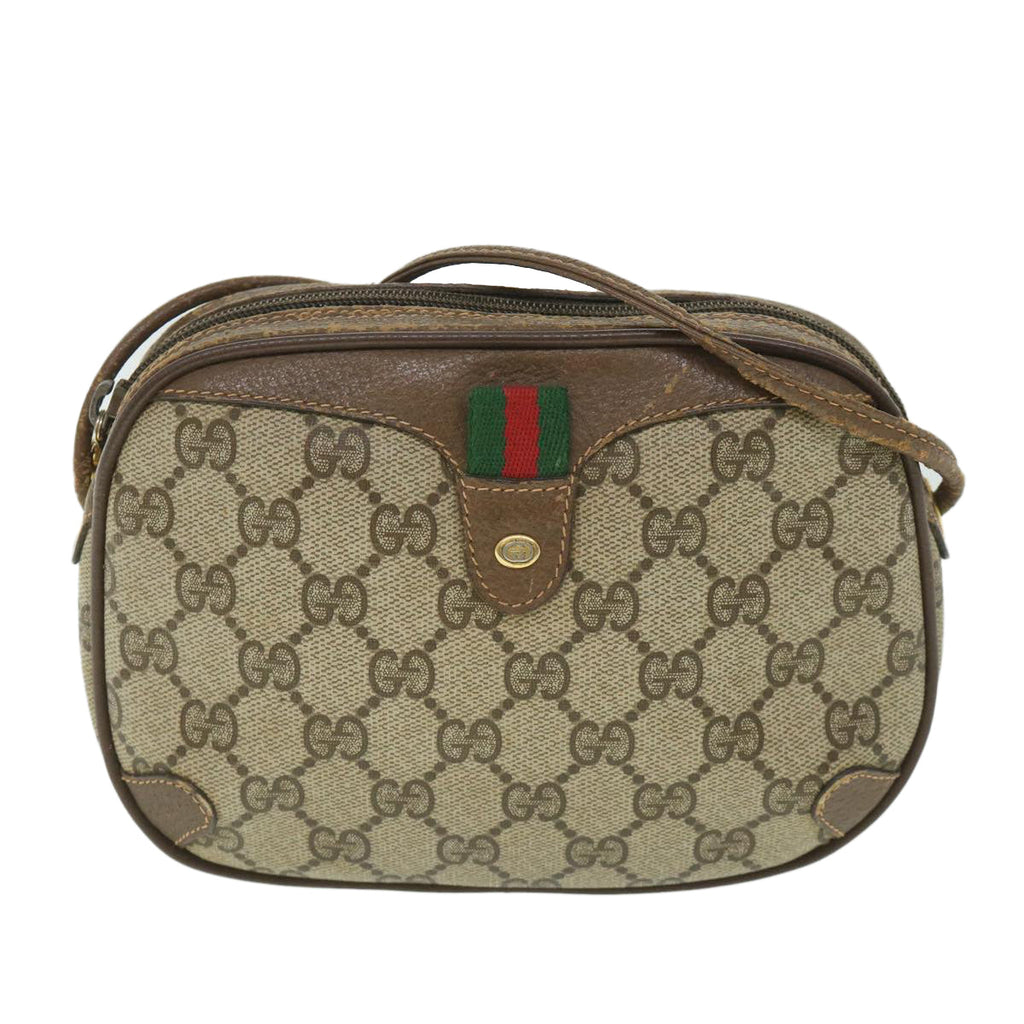 GUCCI GG Supreme Web Sherry Line Shoulder Bag Beige Red 156 02 066 yk8787