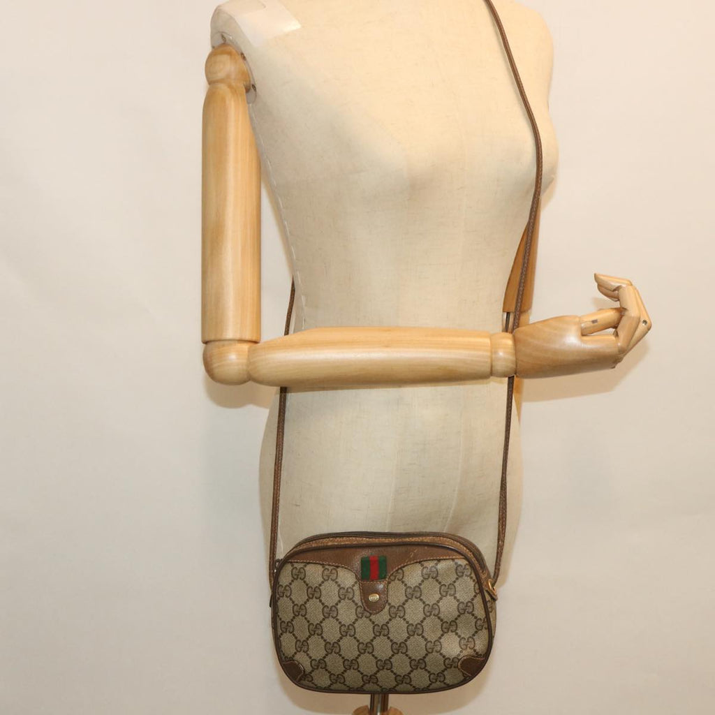 GUCCI GG Supreme Web Sherry Line Shoulder Bag Beige Red 156 02 066 yk8787