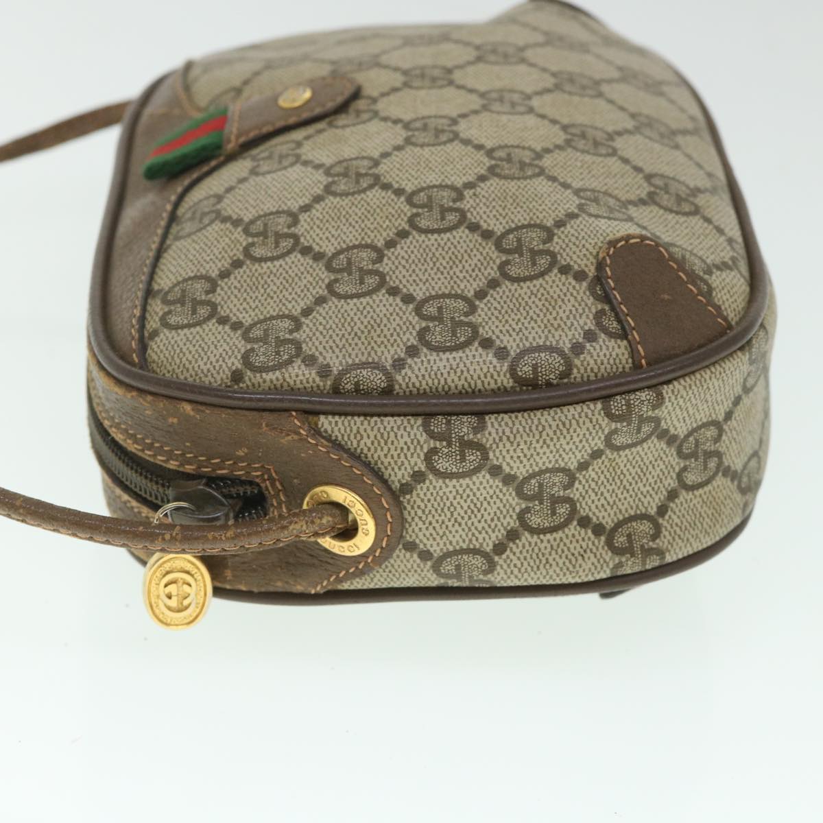 GUCCI GG Supreme Web Sherry Line Shoulder Bag Beige Red 156 02 066 yk8787