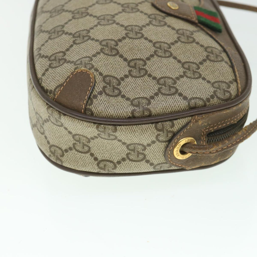 GUCCI GG Supreme Web Sherry Line Shoulder Bag Beige Red 156 02 066 yk8787