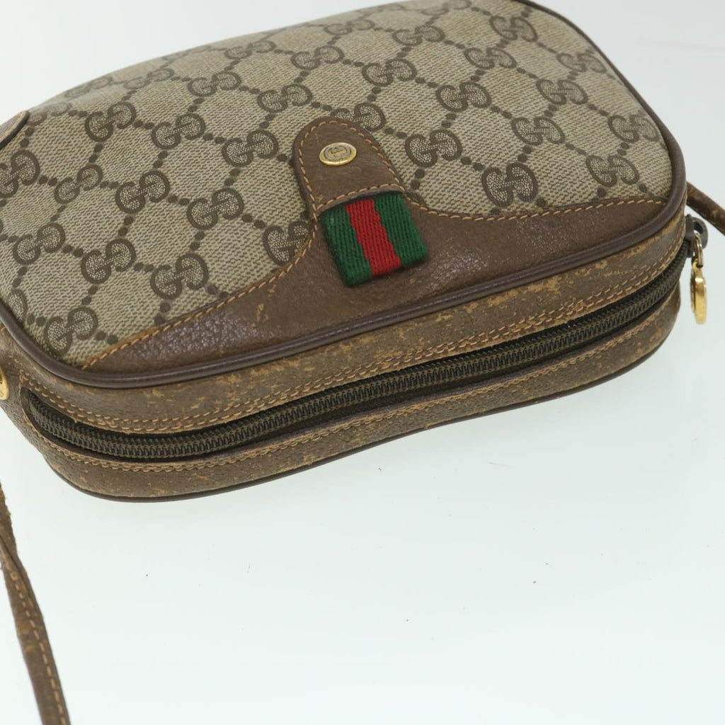 GUCCI GG Supreme Web Sherry Line Shoulder Bag Beige Red 156 02 066 yk8787