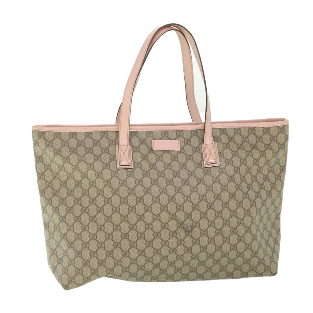 GUCCI GG Supreme Tote Bag PVC Leather Beige 211120 yk8792