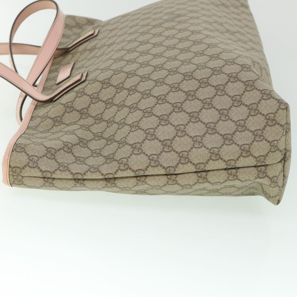 GUCCI GG Supreme Tote Bag PVC Leather Beige 211120 yk8792