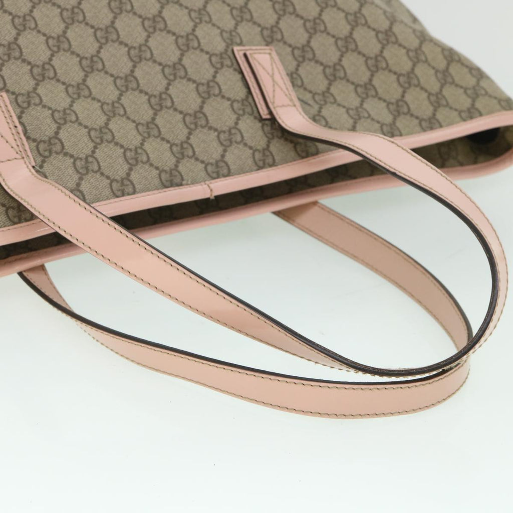GUCCI GG Supreme Tote Bag PVC Leather Beige 211120 yk8792
