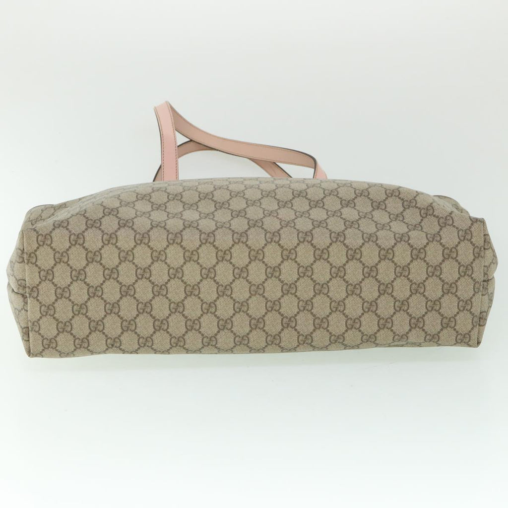 GUCCI GG Supreme Tote Bag PVC Leather Beige 211120 yk8792