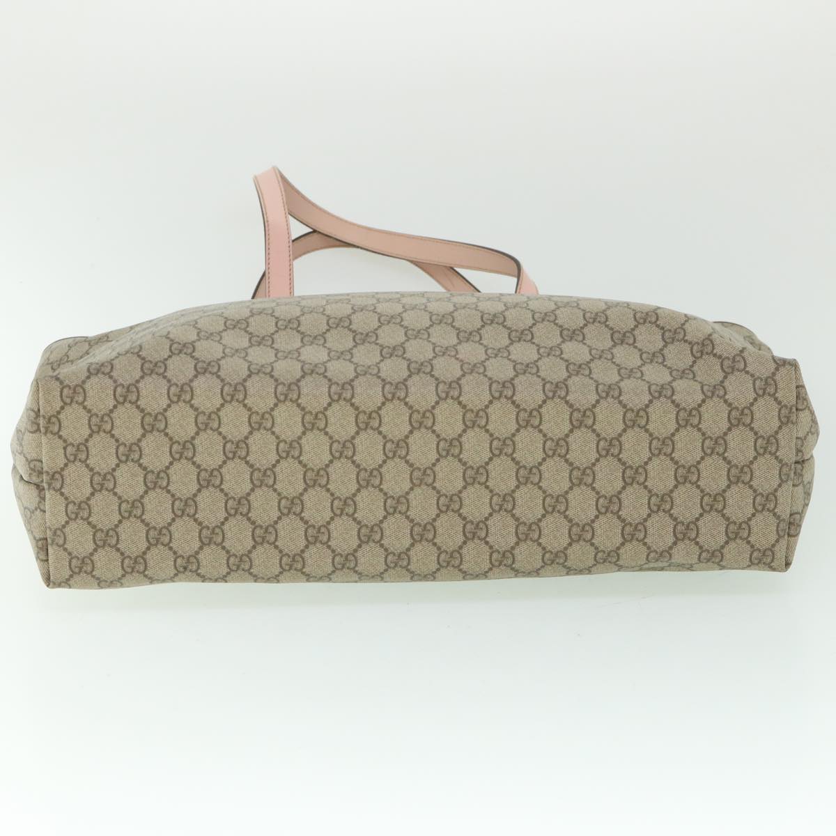 GUCCI GG Supreme Tote Bag PVC Leather Beige 211120 yk8792