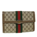 GUCCI GG Supreme Web Sherry Line Clutch Bag Beige Red 89 01 006 yk8795