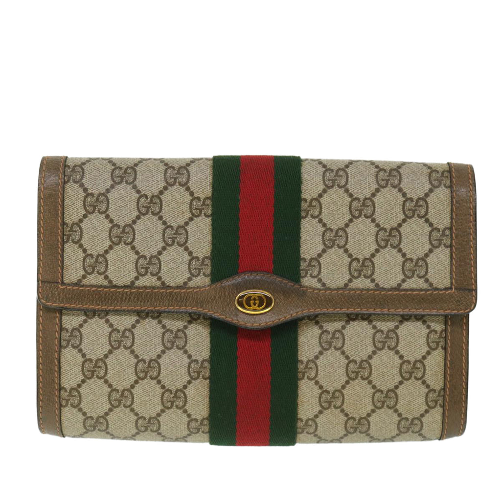 GUCCI GG Supreme Web Sherry Line Clutch Bag Beige Red 89 01 006 yk8795