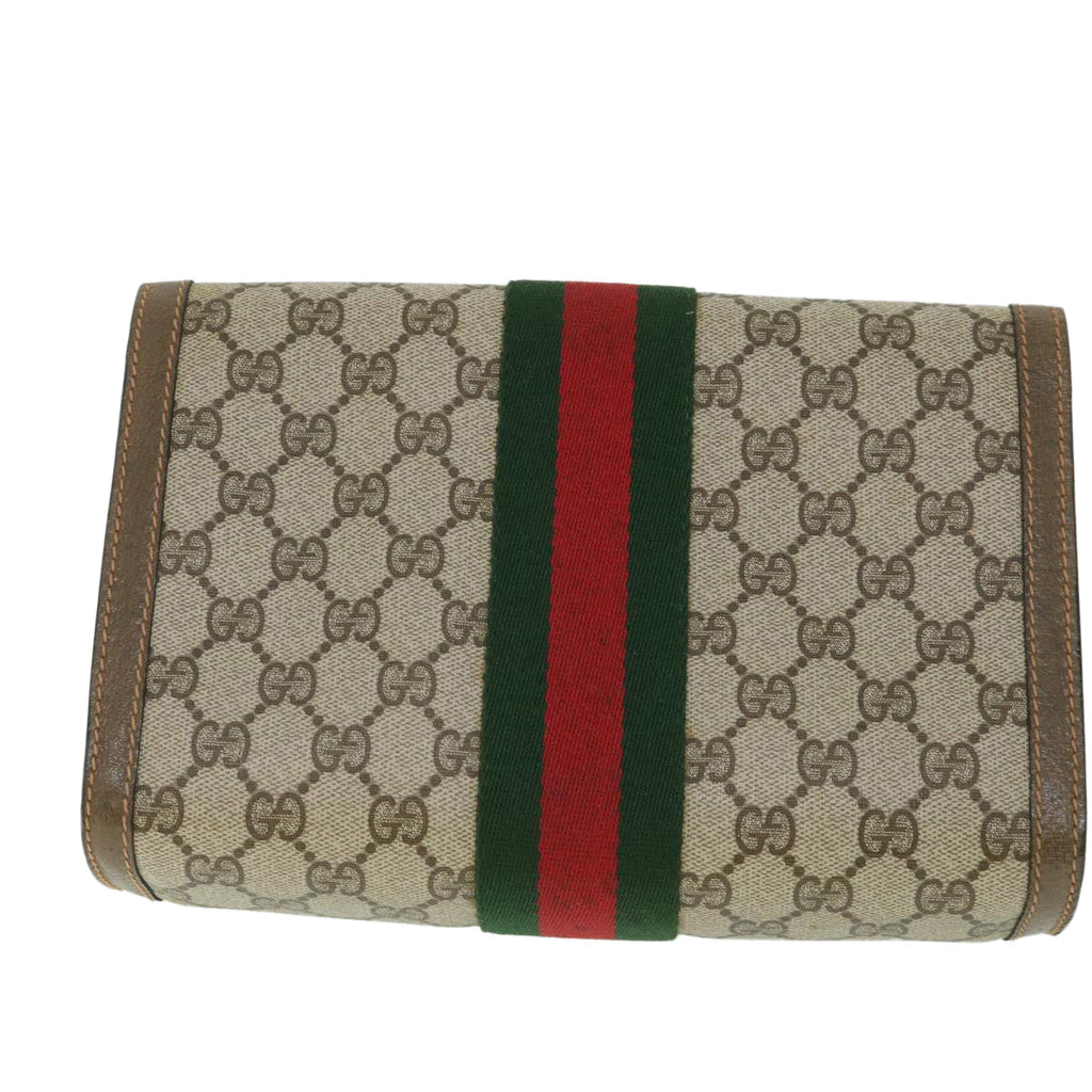 GUCCI GG Supreme Web Sherry Line Clutch Bag Beige Red 89 01 006 yk8795