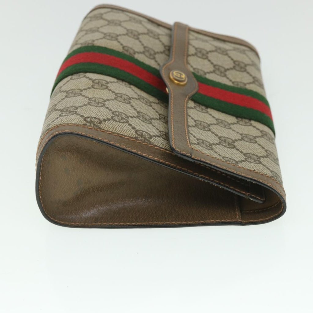 GUCCI GG Supreme Web Sherry Line Clutch Bag Beige Red 89 01 006 yk8795