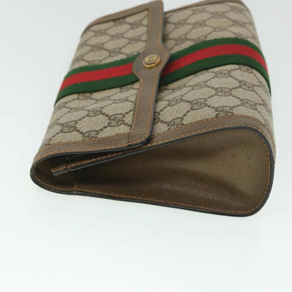 GUCCI GG Supreme Web Sherry Line Clutch Bag Beige Red 89 01 006 yk8795