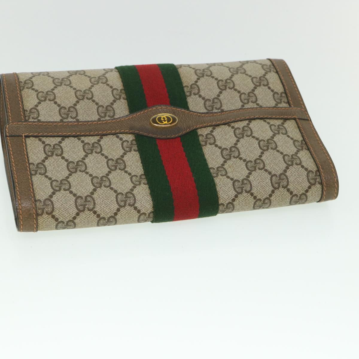 GUCCI GG Supreme Web Sherry Line Clutch Bag Beige Red 89 01 006 yk8795