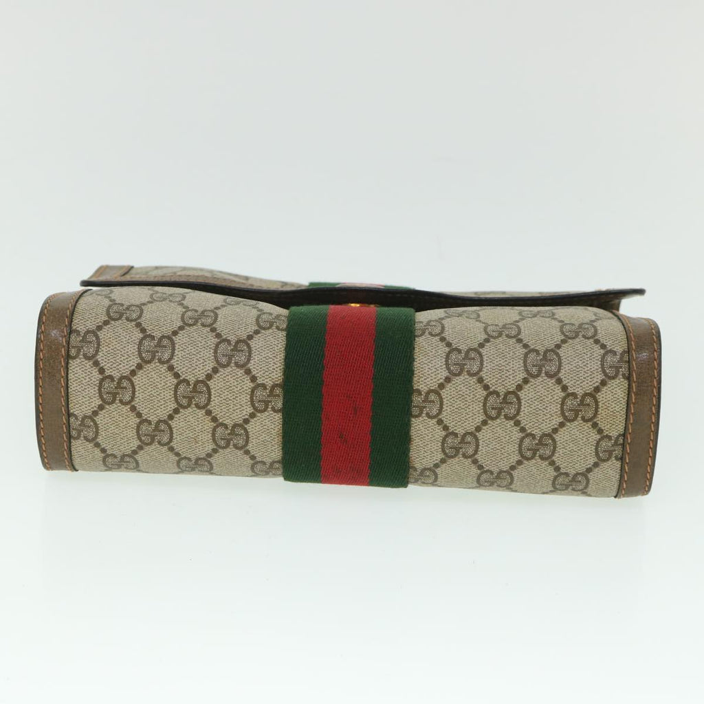 GUCCI GG Supreme Web Sherry Line Clutch Bag Beige Red 89 01 006 yk8795