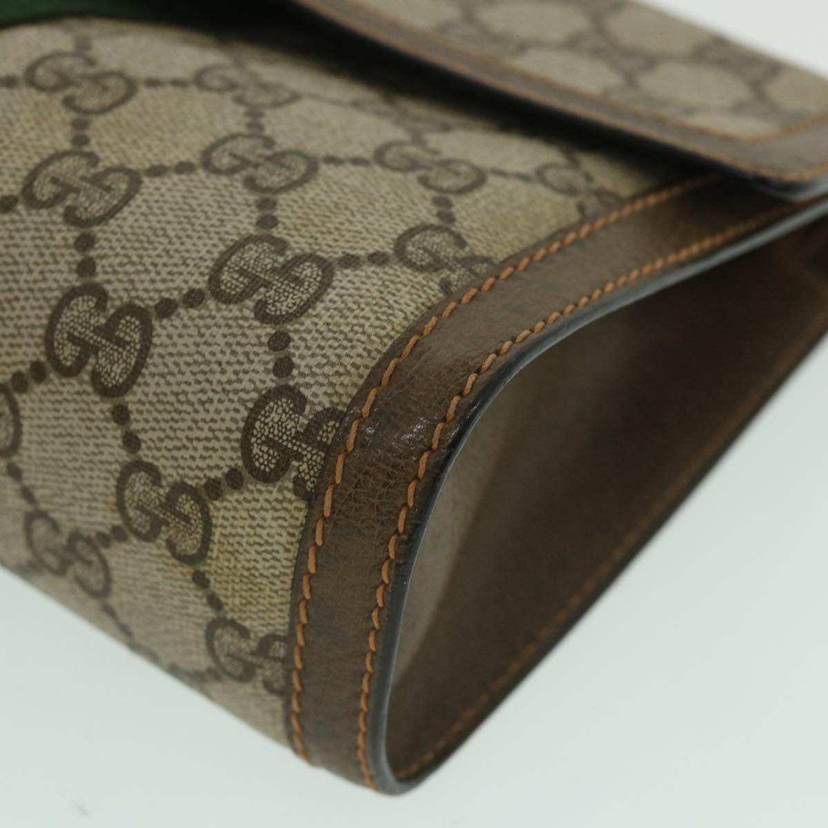 GUCCI GG Supreme Web Sherry Line Clutch Bag Beige Red 89 01 006 yk8795