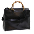 GUCCI Bamboo Hand Bag Leather 2way Black 002 123 0322 yk8800