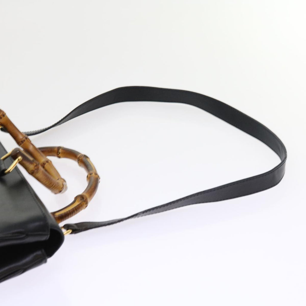 GUCCI Bamboo Hand Bag Leather 2way Black 002 123 0322 yk8800