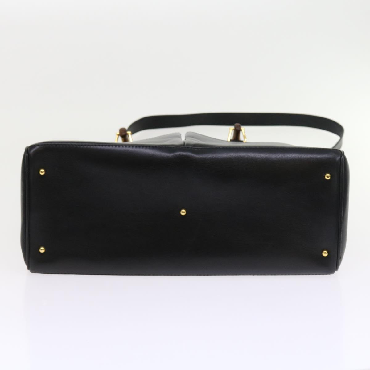 GUCCI Bamboo Hand Bag Leather 2way Black 002 123 0322 yk8800