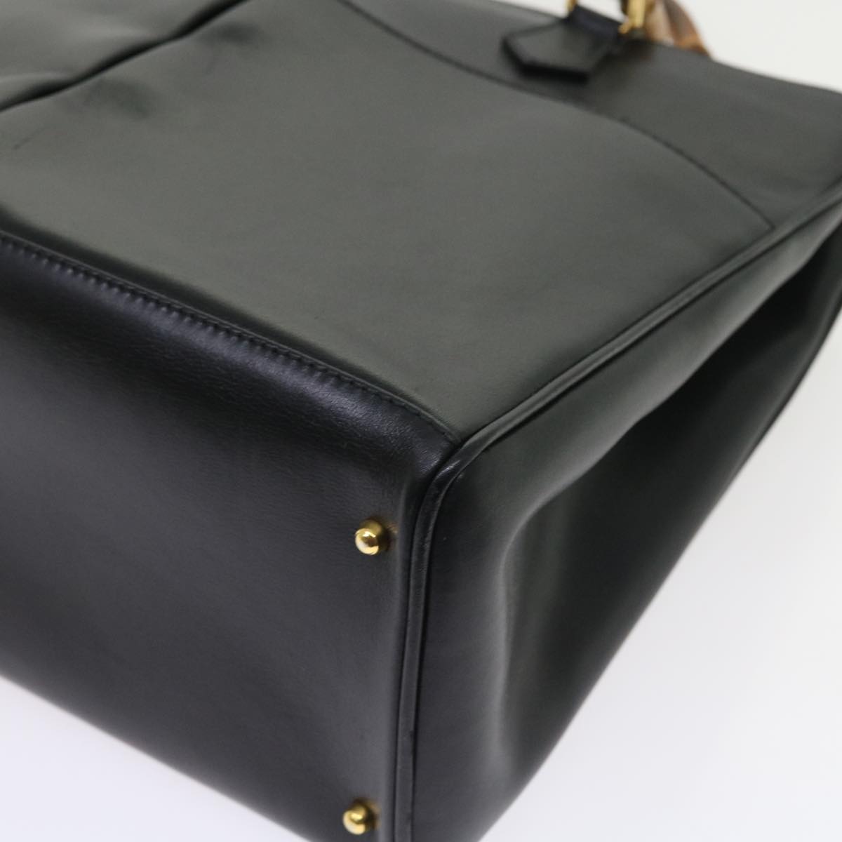 GUCCI Bamboo Hand Bag Leather 2way Black 002 123 0322 yk8800