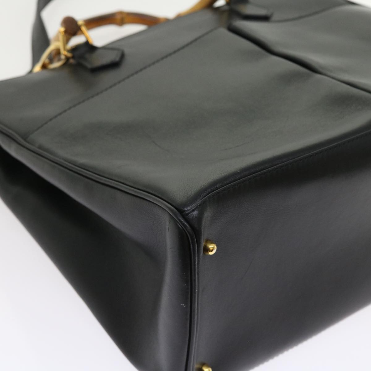 GUCCI Bamboo Hand Bag Leather 2way Black 002 123 0322 yk8800