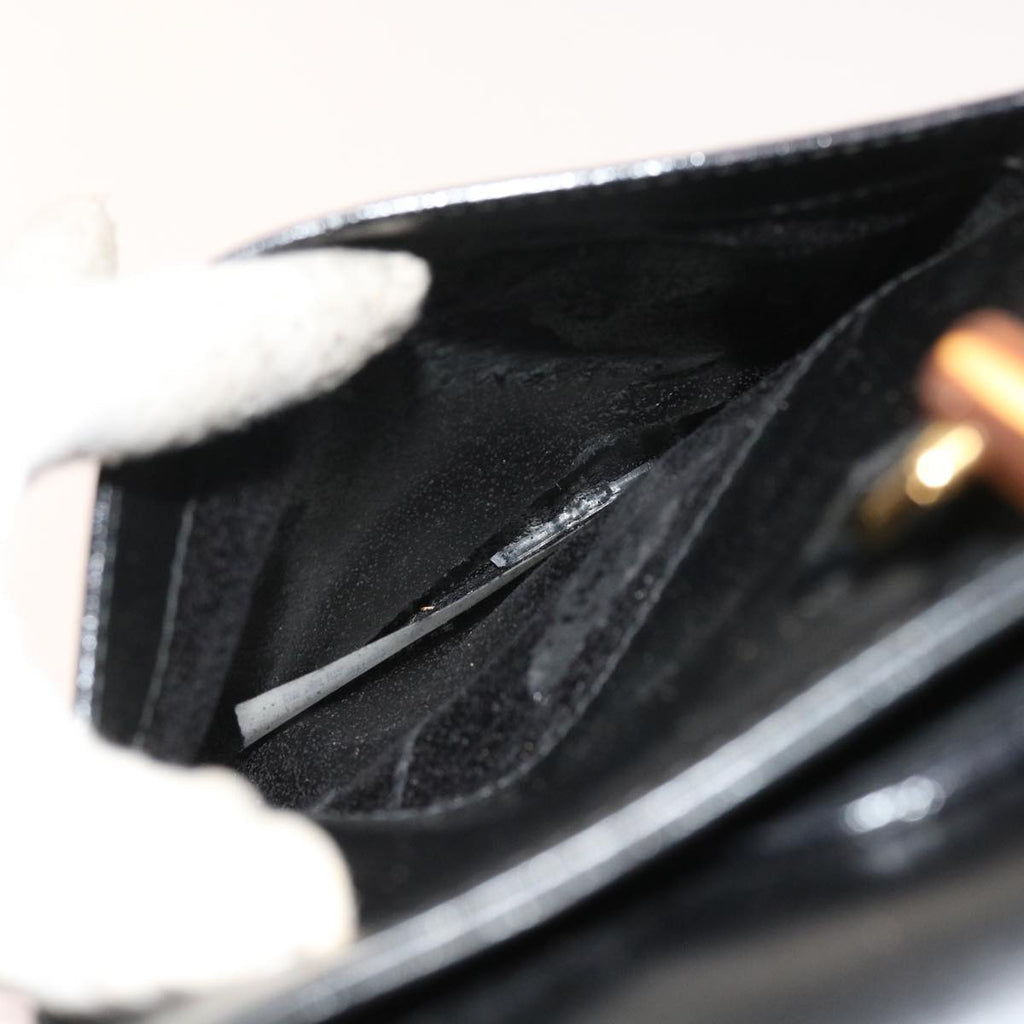 GUCCI Bamboo Hand Bag Leather 2way Black 002 123 0322 yk8800