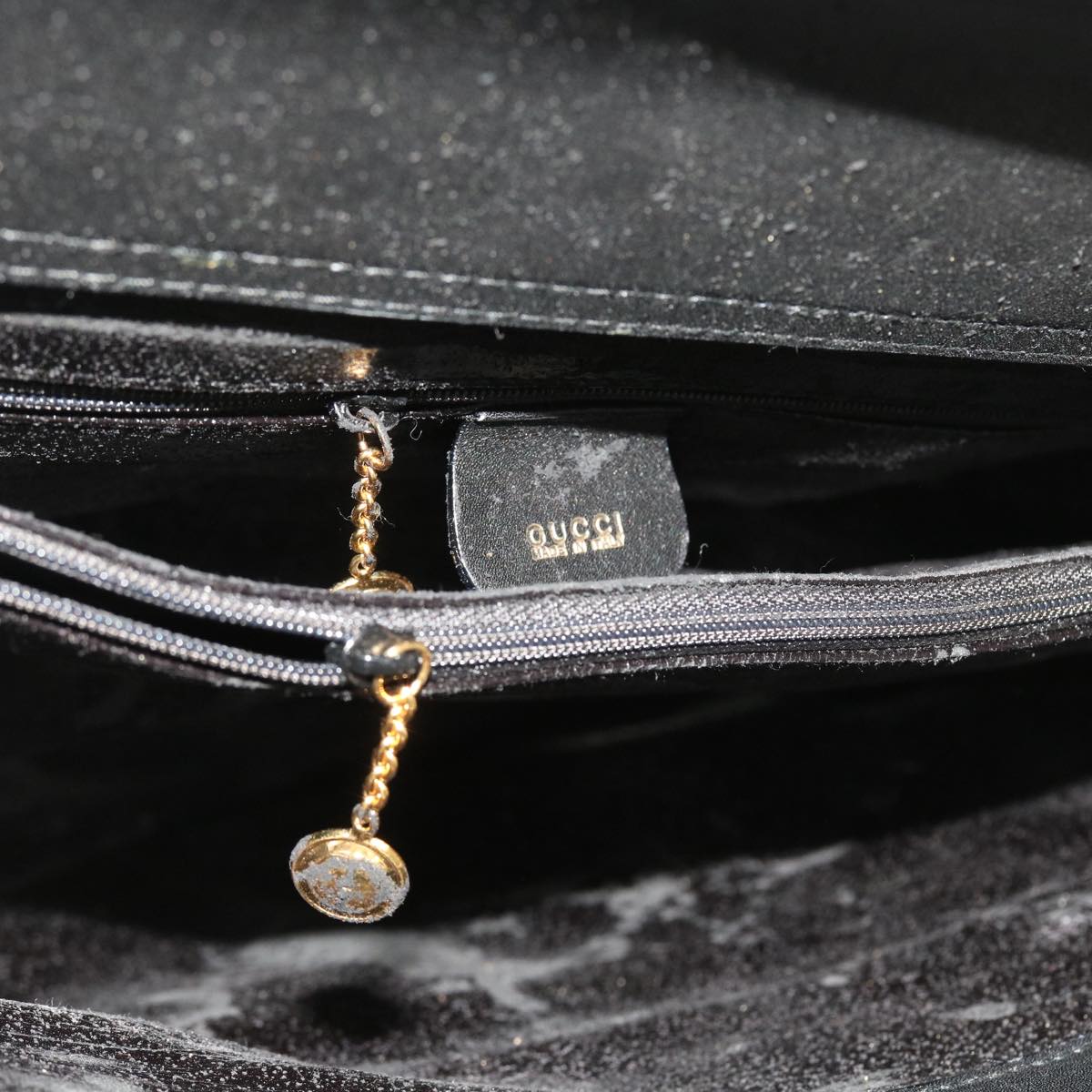 GUCCI Bamboo Hand Bag Leather 2way Black 002 123 0322 yk8800