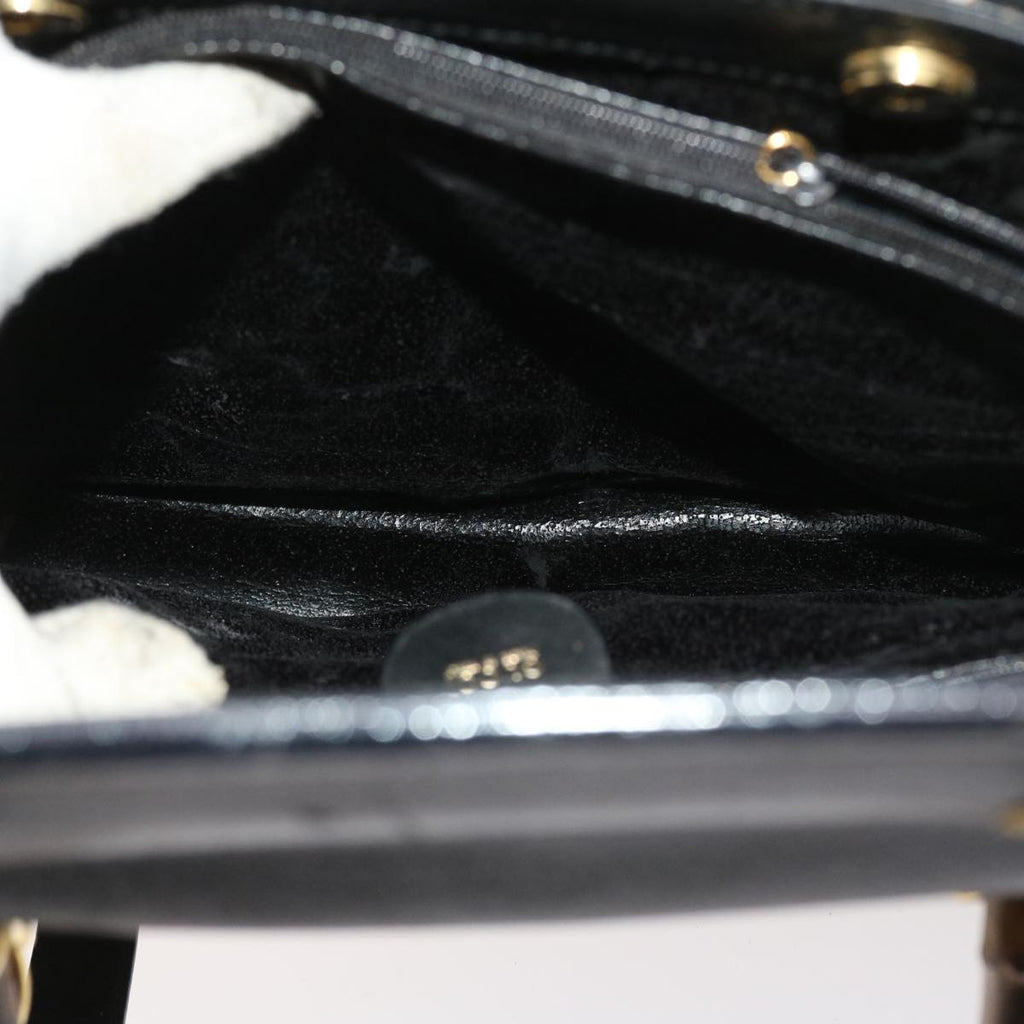 GUCCI Bamboo Hand Bag Leather 2way Black 002 123 0322 yk8800
