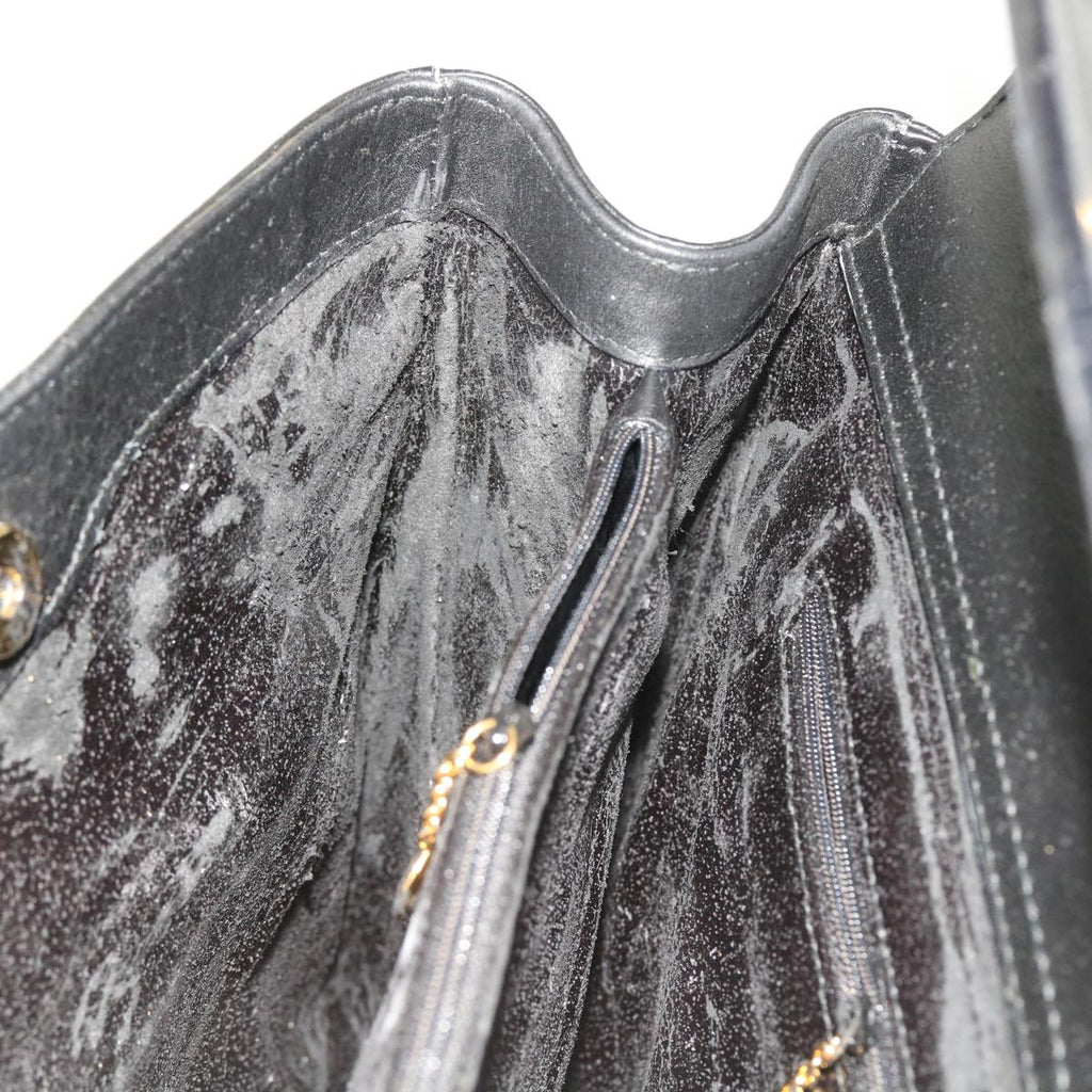 GUCCI Bamboo Hand Bag Leather 2way Black 002 123 0322 yk8800
