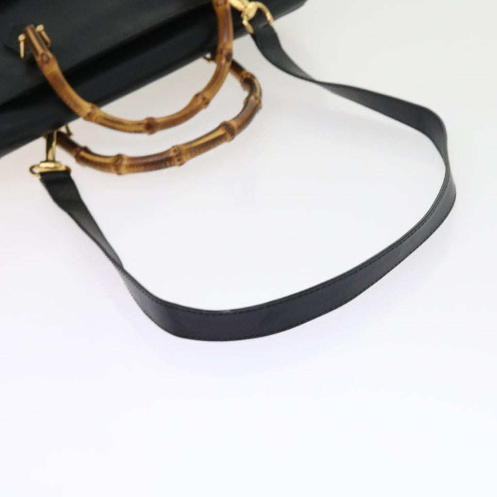 GUCCI Bamboo Hand Bag Leather 2way Black 002 123 0322 yk8800