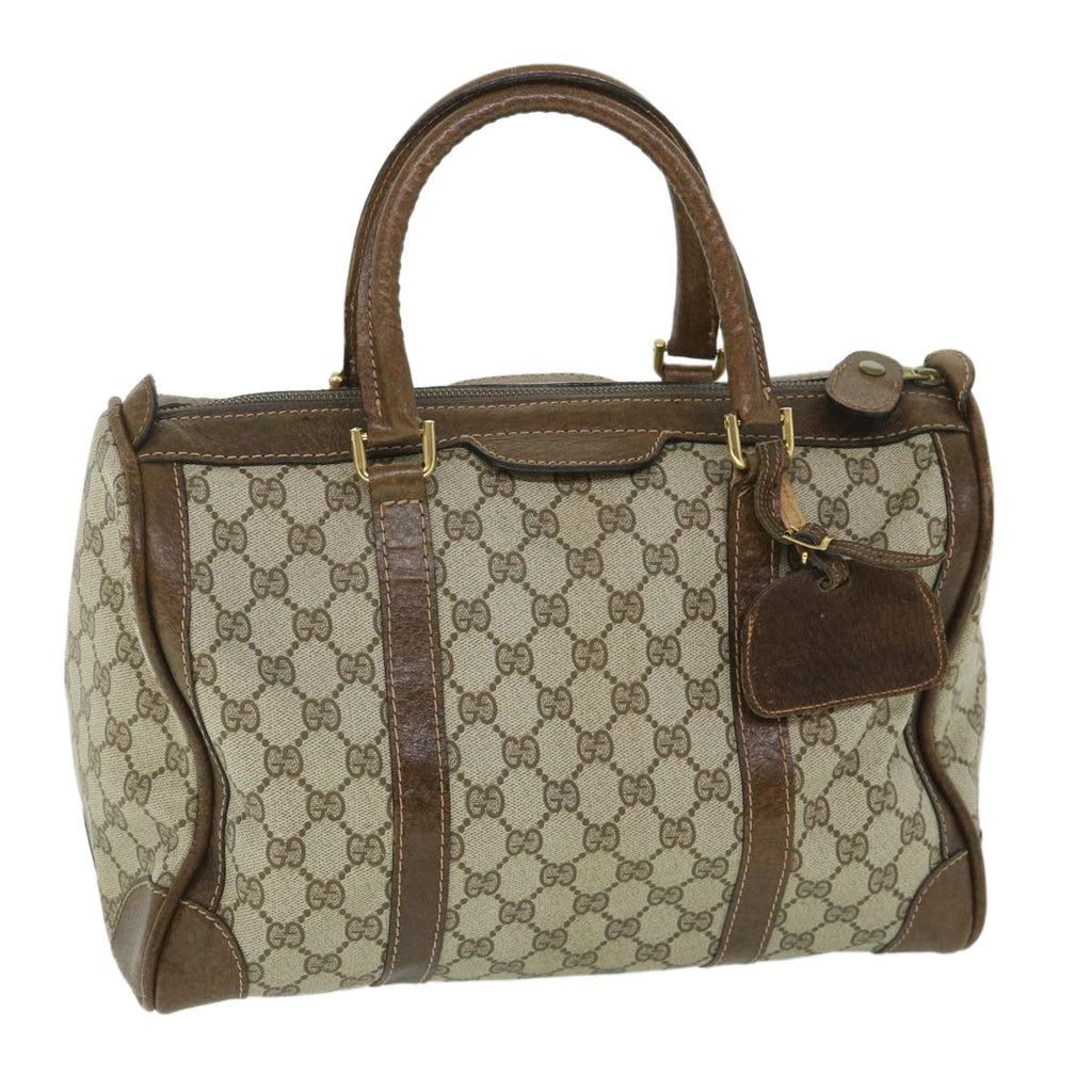 GUCCI GG Supreme Boston Bag PVC Leather Beige yk8820