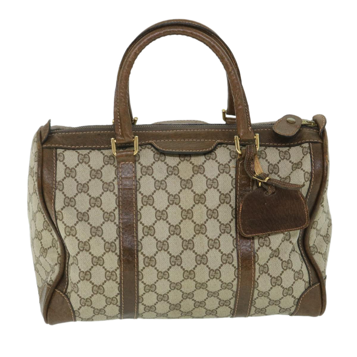GUCCI GG Supreme Boston Bag PVC Leather Beige yk8820