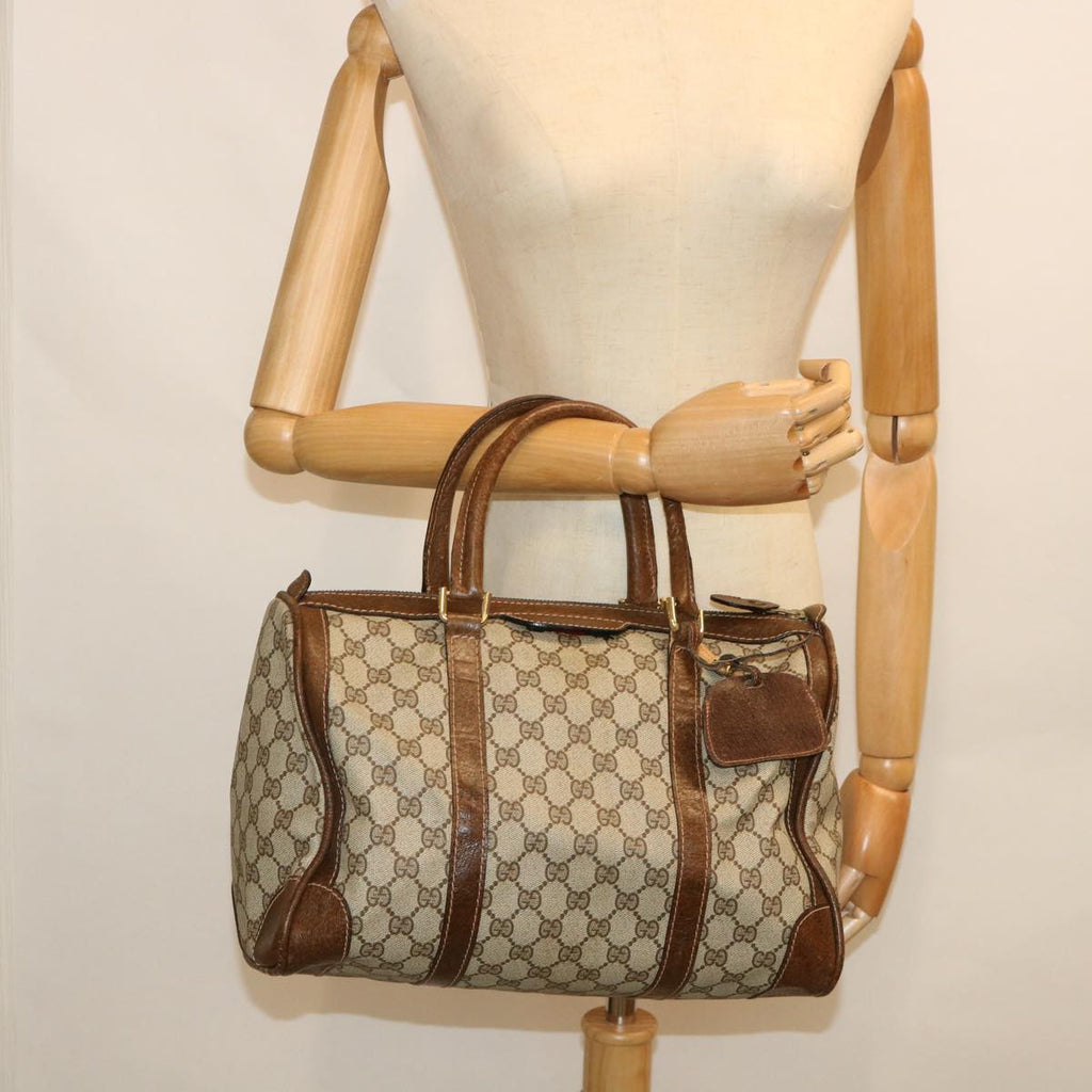 GUCCI GG Supreme Boston Bag PVC Leather Beige yk8820