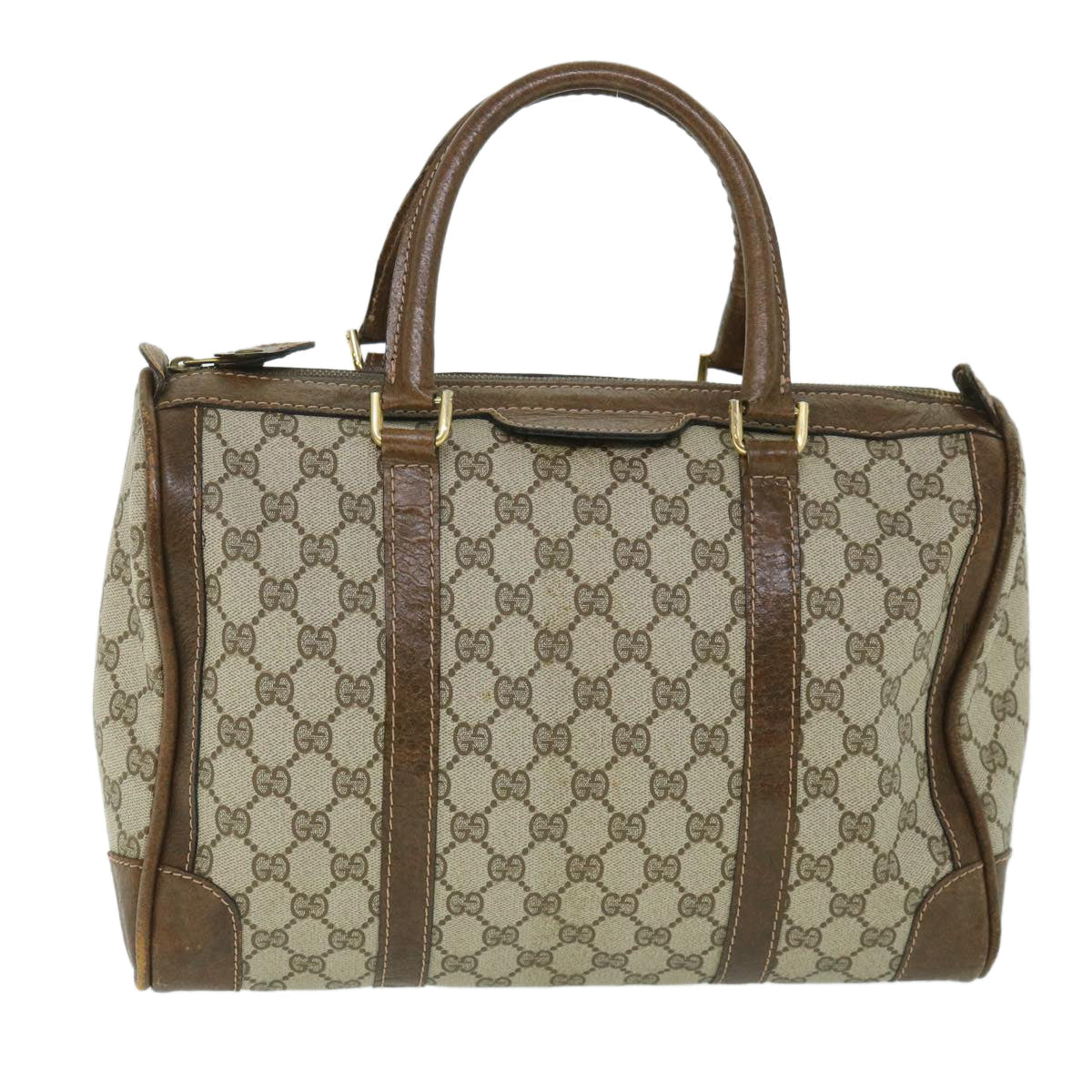 GUCCI GG Supreme Boston Bag PVC Leather Beige yk8820