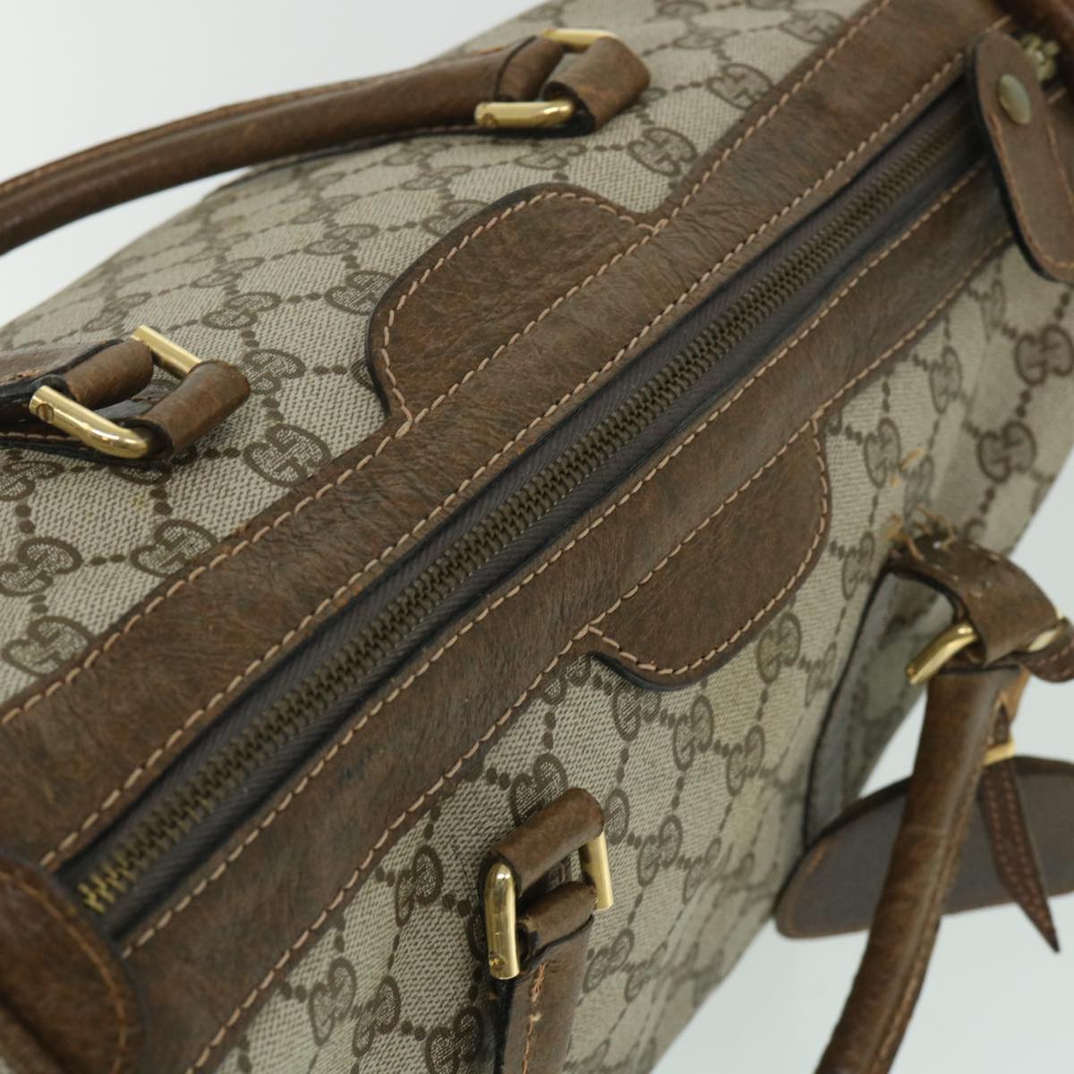 GUCCI GG Supreme Boston Bag PVC Leather Beige yk8820