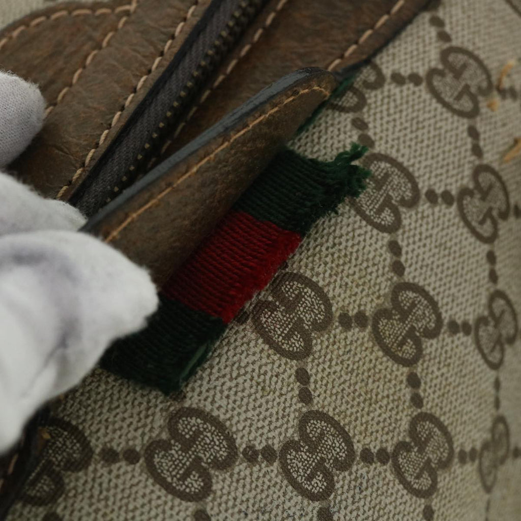 GUCCI GG Supreme Boston Bag PVC Leather Beige yk8820