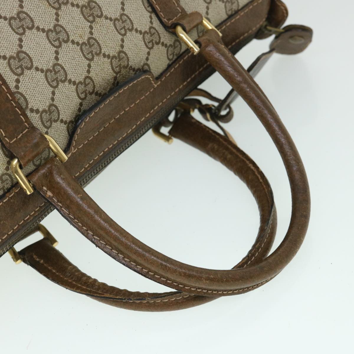 GUCCI GG Supreme Boston Bag PVC Leather Beige yk8820