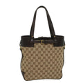 GUCCI GG Canvas Tote Bag Leather Beige 107757 yk8831
