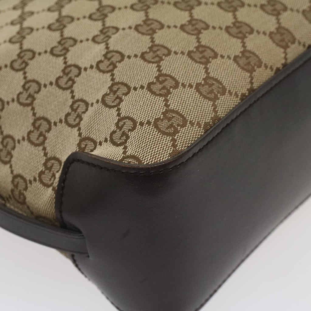 GUCCI GG Canvas Tote Bag Leather Beige 107757 yk8831