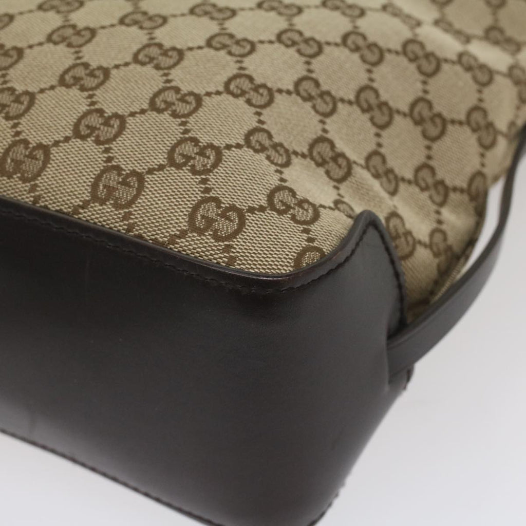 GUCCI GG Canvas Tote Bag Leather Beige 107757 yk8831