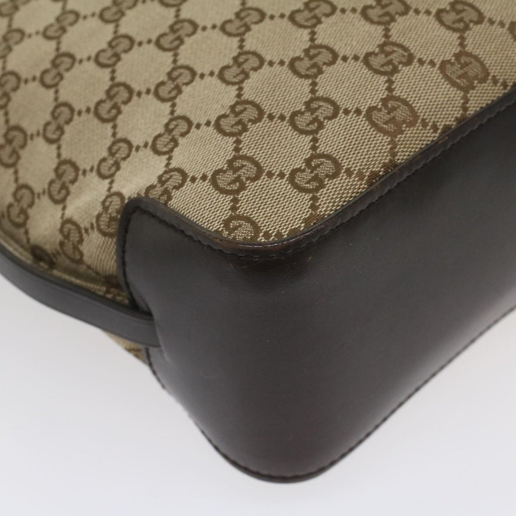 GUCCI GG Canvas Tote Bag Leather Beige 107757 yk8831